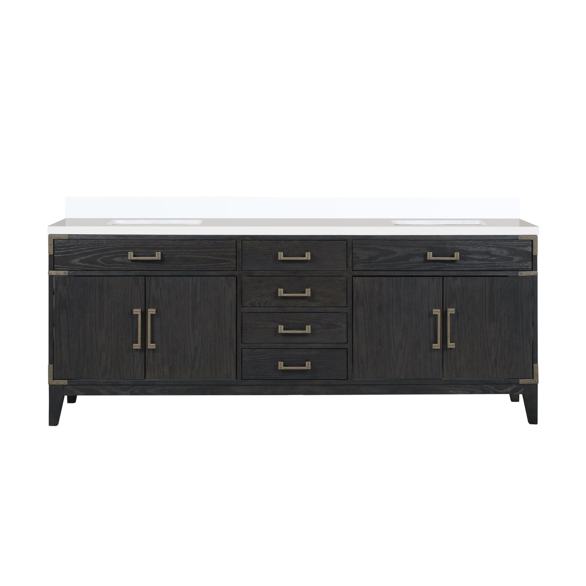 Lexora Laurel 84 in. Black Oak Double Sink Bath Vanity