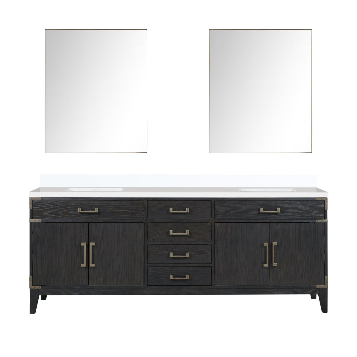 Lexora Laurel 84 in. Black Oak Double Sink Bath Vanity