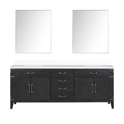Lexora Laurel 84 in. Black Oak Double Sink Bath Vanity