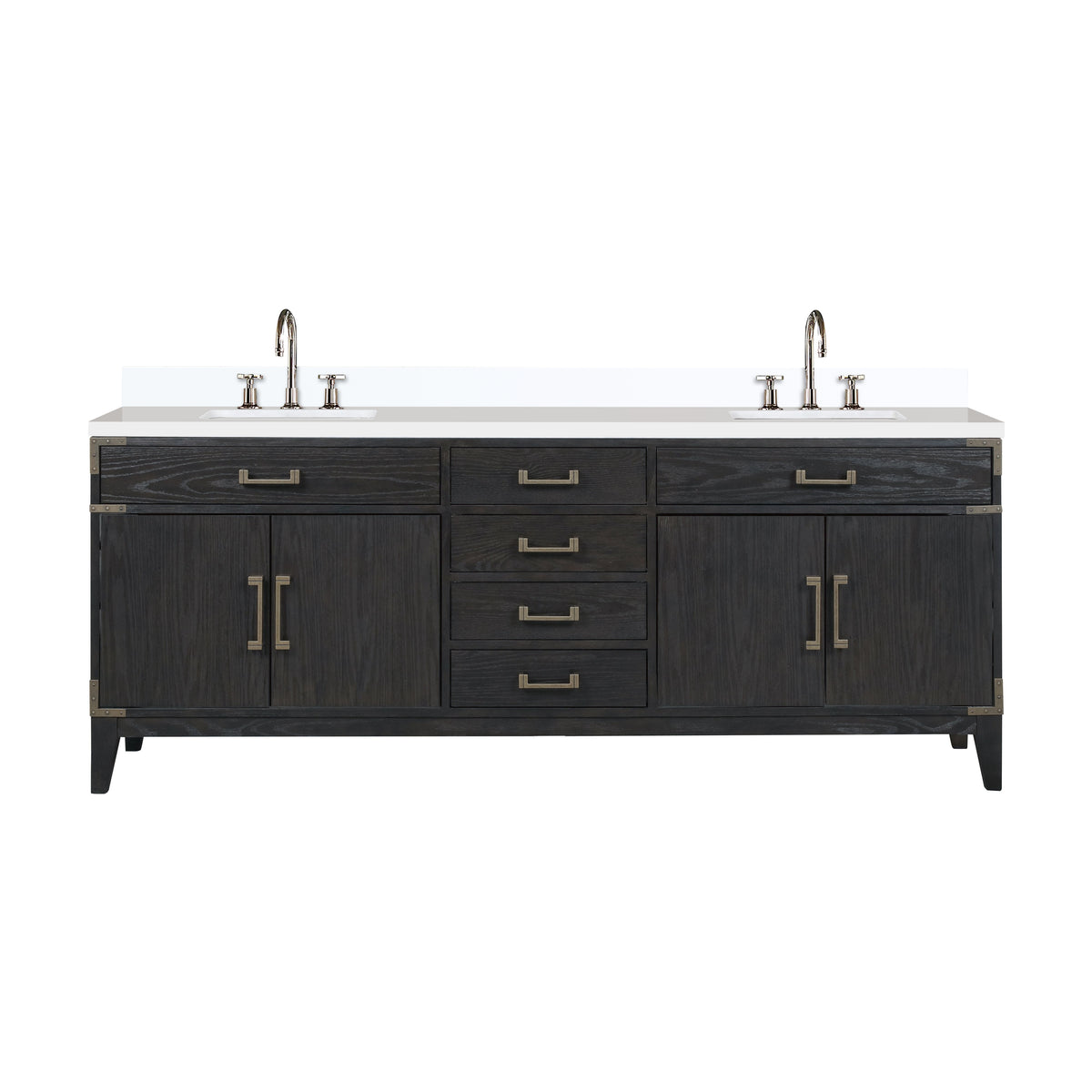 Lexora Laurel 84 in. Black Oak Double Sink Bath Vanity