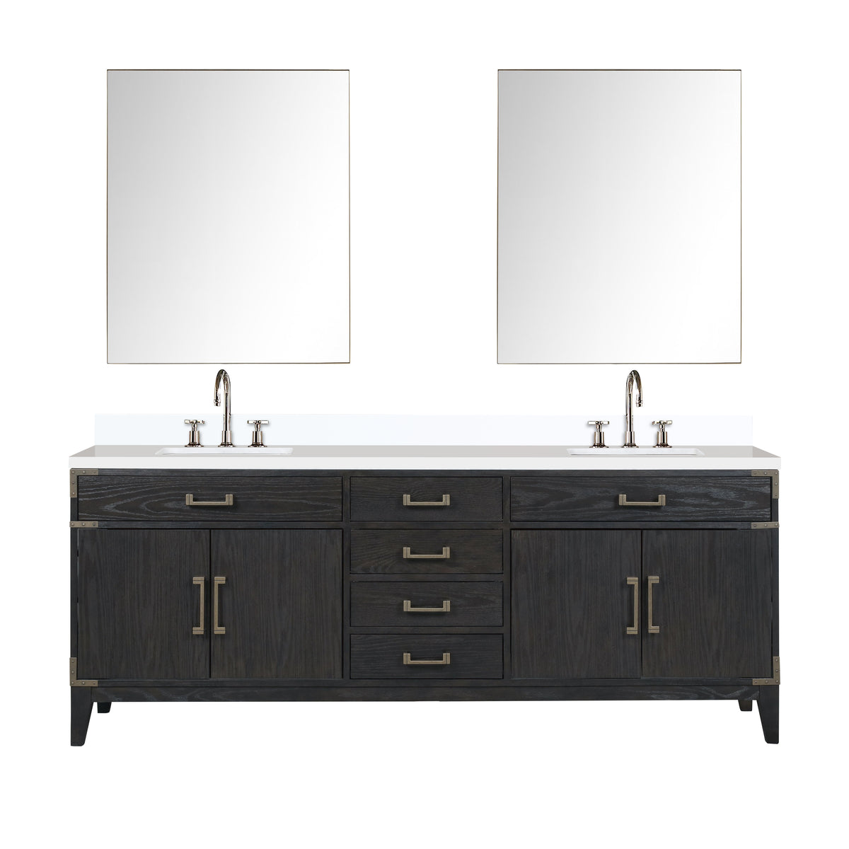 Lexora Laurel 84 in. Black Oak Double Sink Bath Vanity