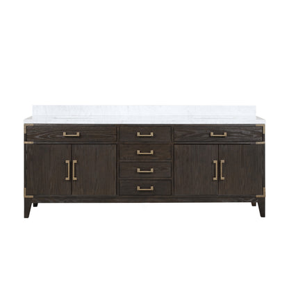 Lexora Laurel 84 in. Brown Oak Double Sink Bath Vanity