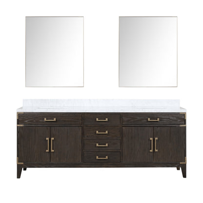 Lexora Laurel 84 in. Brown Oak Double Sink Bath Vanity