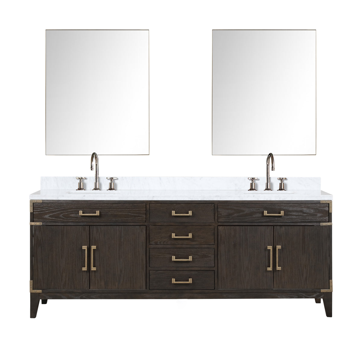 Lexora Laurel 84 in. Brown Oak Double Sink Bath Vanity