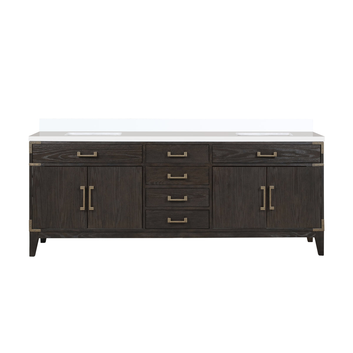 Lexora Laurel 84 in. Brown Oak Double Sink Bath Vanity
