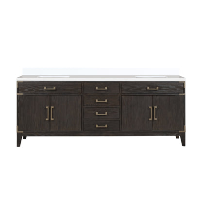 Lexora Laurel 84 in. Brown Oak Double Sink Bath Vanity