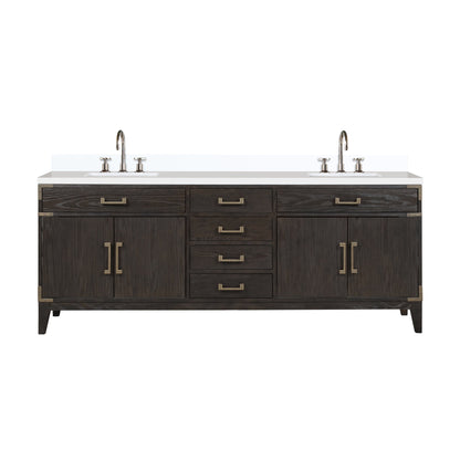 Lexora Laurel 84 in. Brown Oak Double Sink Bath Vanity