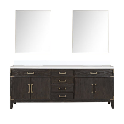 Lexora Laurel 84 in. Brown Oak Double Sink Bath Vanity