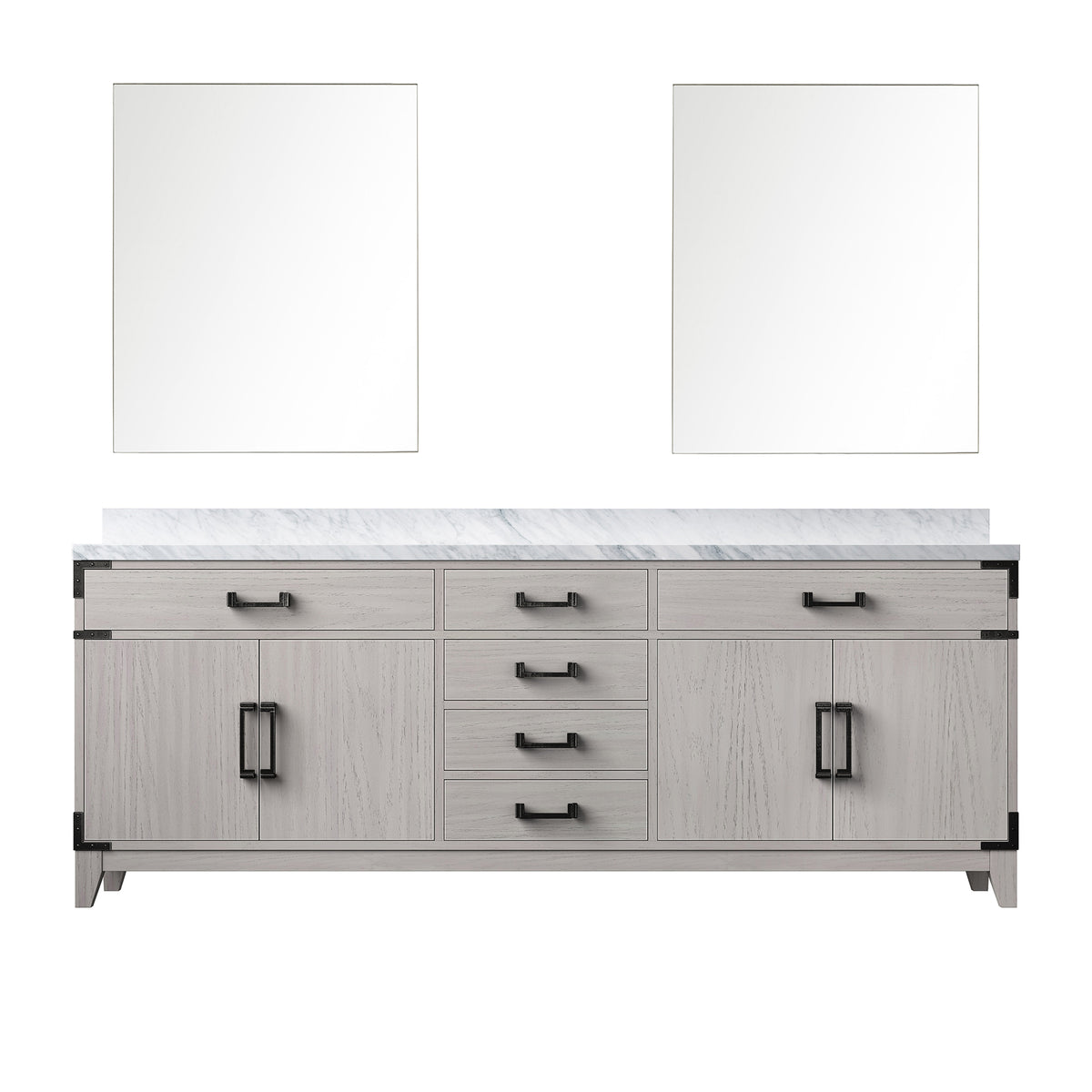 Lexora Laurel 84 in. White Oak Double Sink Bath Vanity