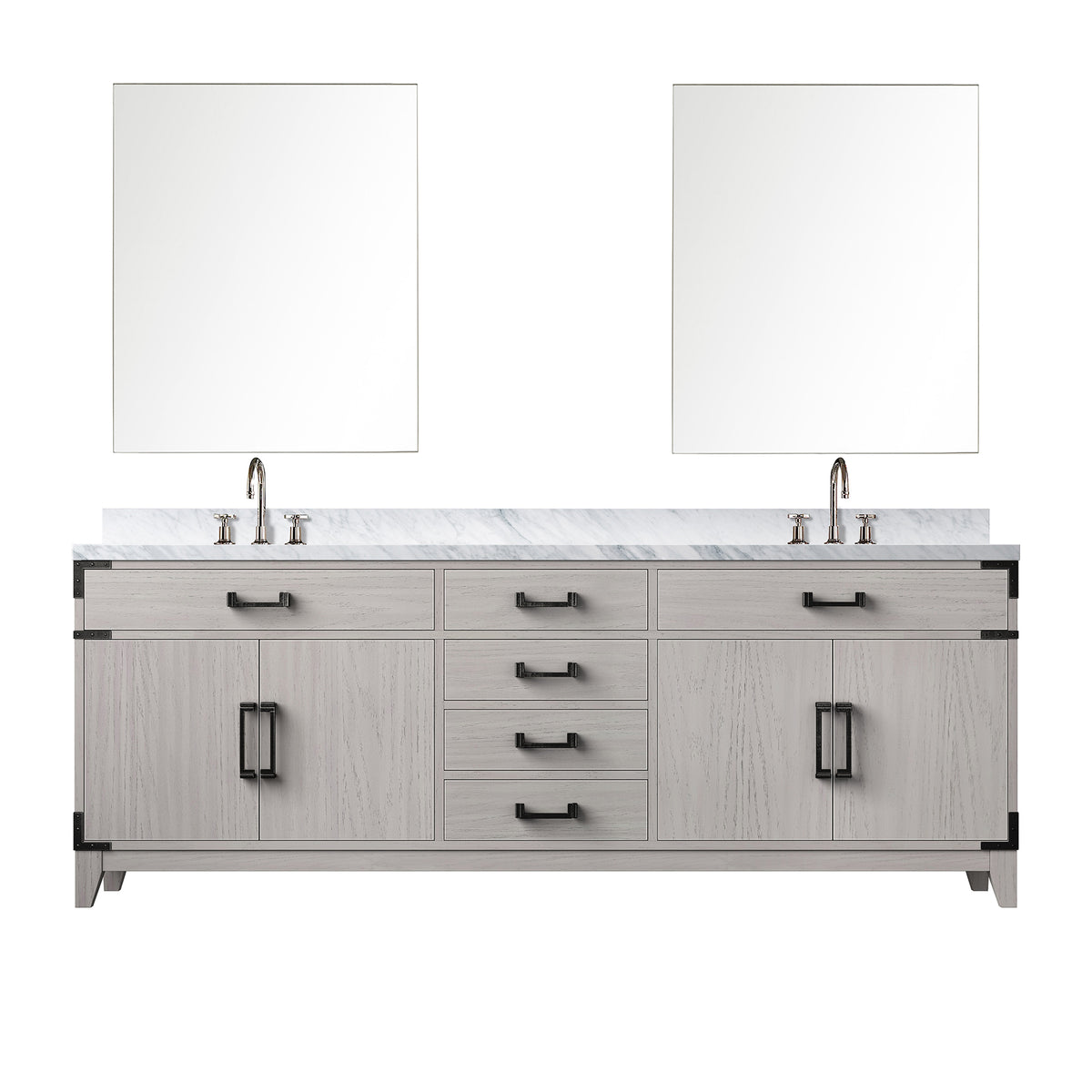 Lexora Laurel 84 in. White Oak Double Sink Bath Vanity