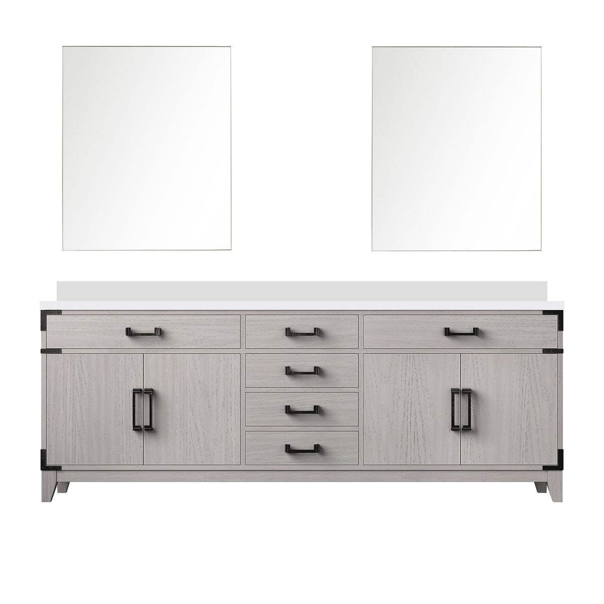 Lexora Laurel 84 in. White Oak Double Sink Bath Vanity