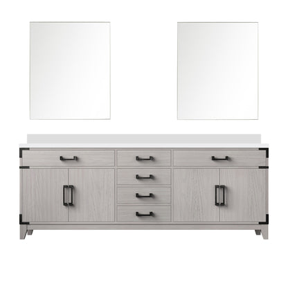 Lexora Laurel 84 in. White Oak Double Sink Bath Vanity