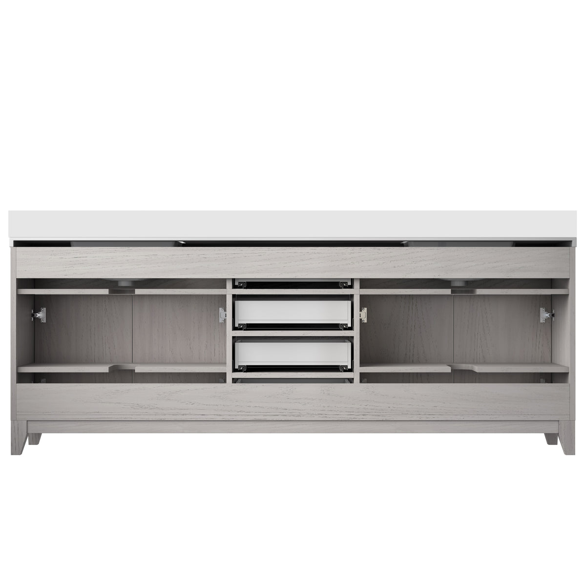 Lexora Laurel 84 in. White Oak Double Sink Bath Vanity
