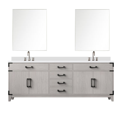 Lexora Laurel 84 in. White Oak Double Sink Bath Vanity