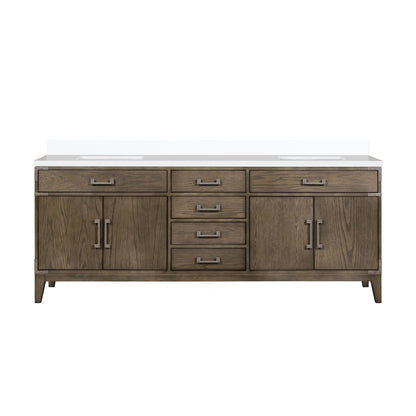 Lexora Laurel 84 in. Grey Oak Double Sink Bath Vanity