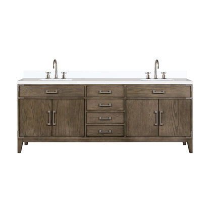 Lexora Laurel 84 in. Grey Oak Double Sink Bath Vanity