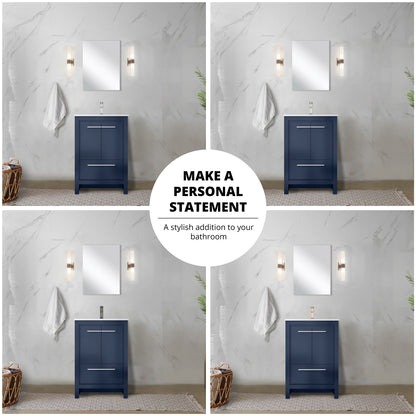 Lexora Lafarre 24 in. Navy Blue Single Sink Bath Vanity