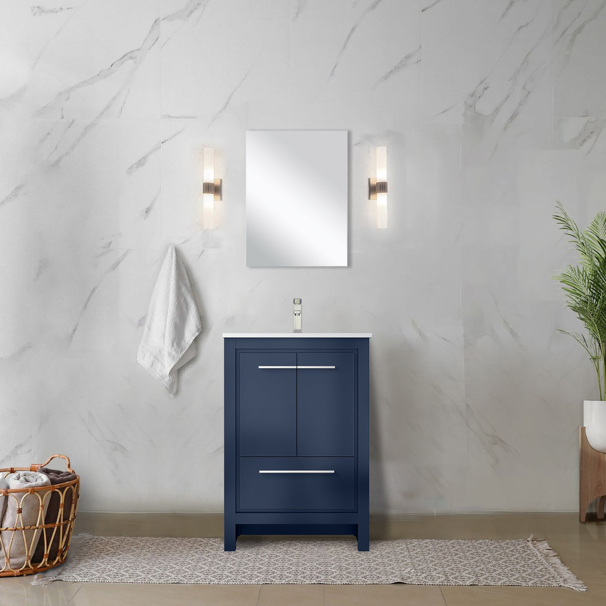 Lexora Lafarre 24 in. Navy Blue Single Sink Bath Vanity