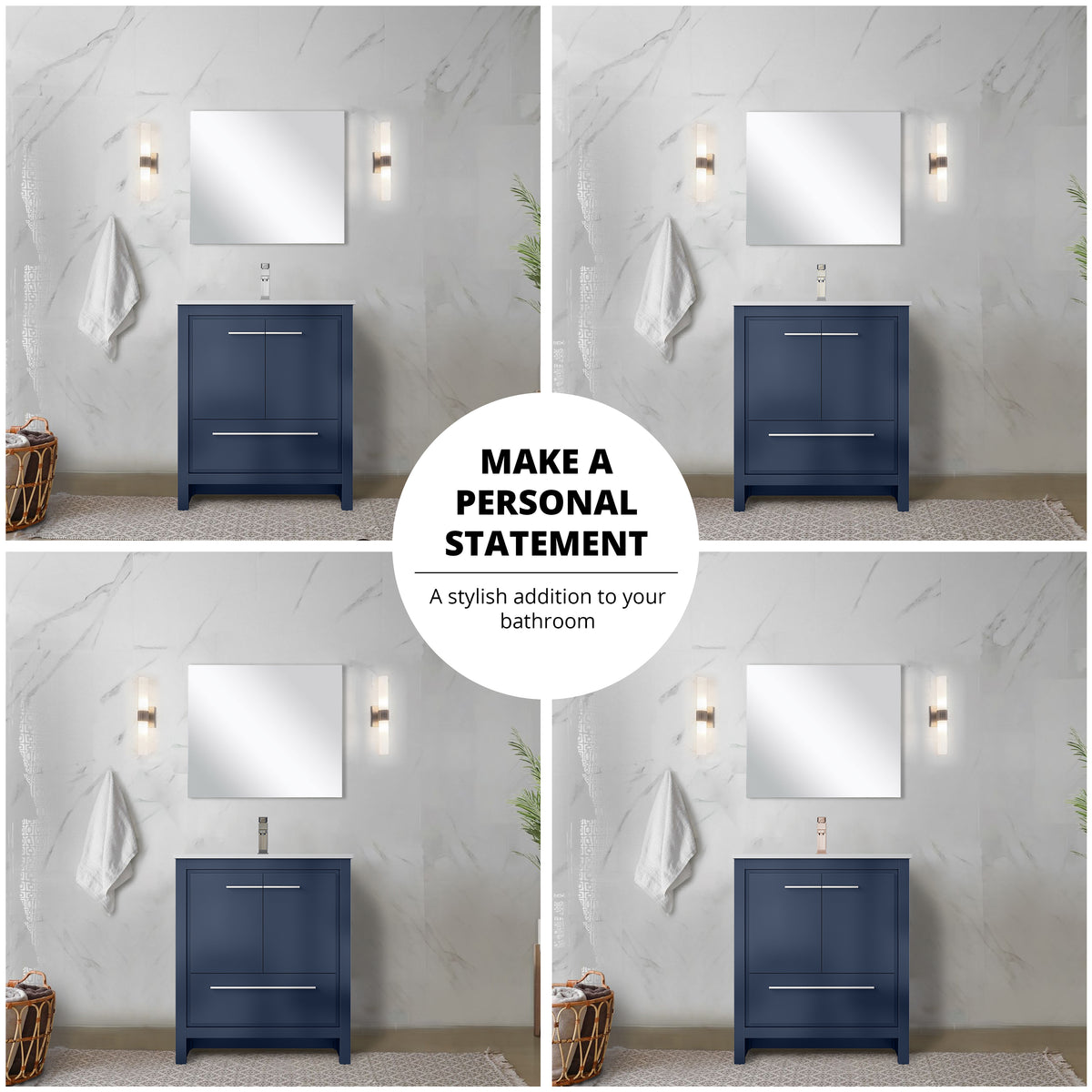 Lexora Lafarre 30 in. Navy Blue Single Sink Bath Vanity