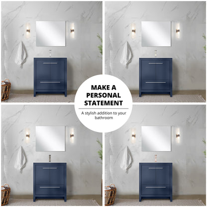 Lexora Lafarre 30 in. Navy Blue Single Sink Bath Vanity