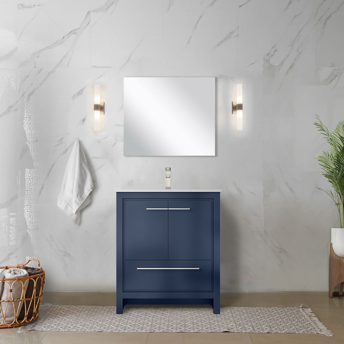 Lexora Lafarre 30 in. Navy Blue Single Sink Bath Vanity