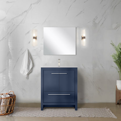 Lexora Lafarre 30 in. Navy Blue Single Sink Bath Vanity