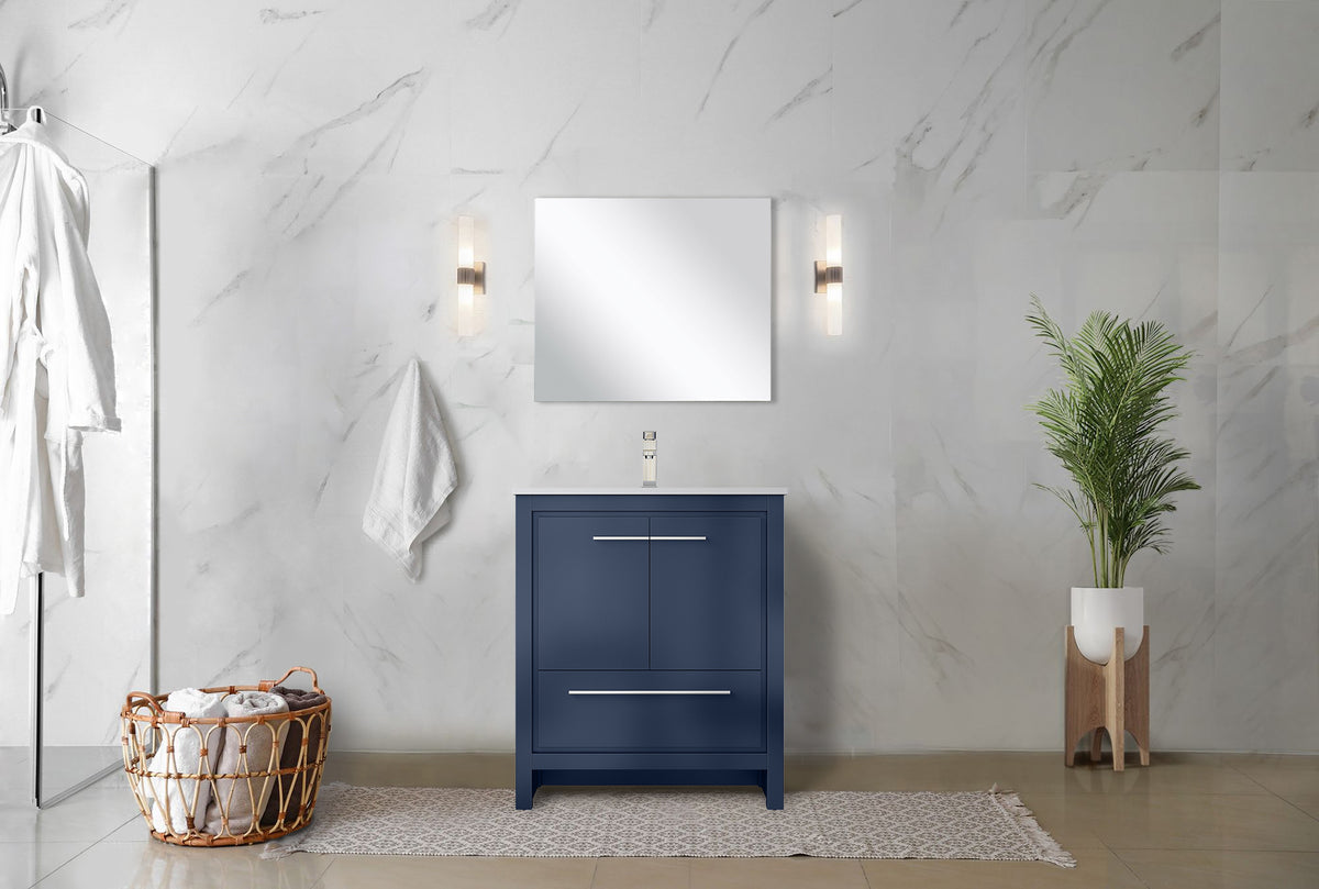 Lexora Lafarre 30 in. Navy Blue Single Sink Bath Vanity