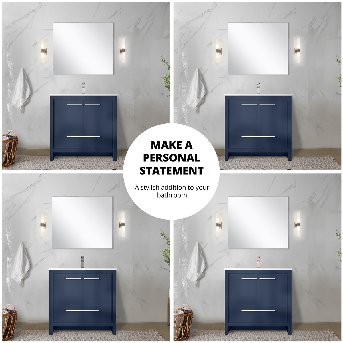 Lexora Lafarre 36 in. Navy Blue Single Sink Bath Vanity