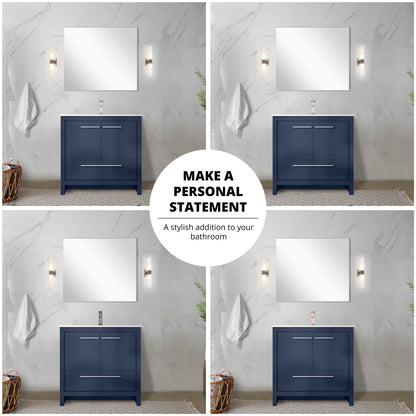 Lexora Lafarre 36 in. Navy Blue Single Sink Bath Vanity