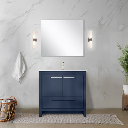 Lexora Lafarre 36 in. Navy Blue Single Sink Bath Vanity