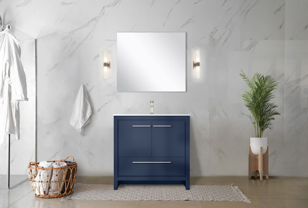 Lexora Lafarre 36 in. Navy Blue Single Sink Bath Vanity