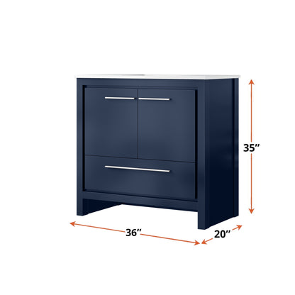 Lexora Lafarre 36 in. Navy Blue Single Sink Bath Vanity