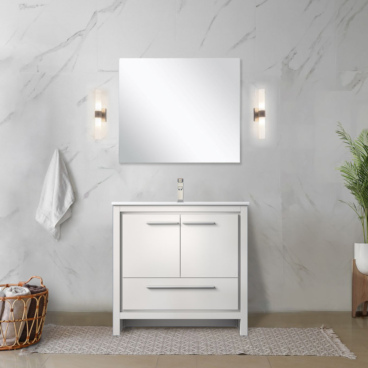 Lexora Lafarre 36 in. White Single Sink Bath Vanity