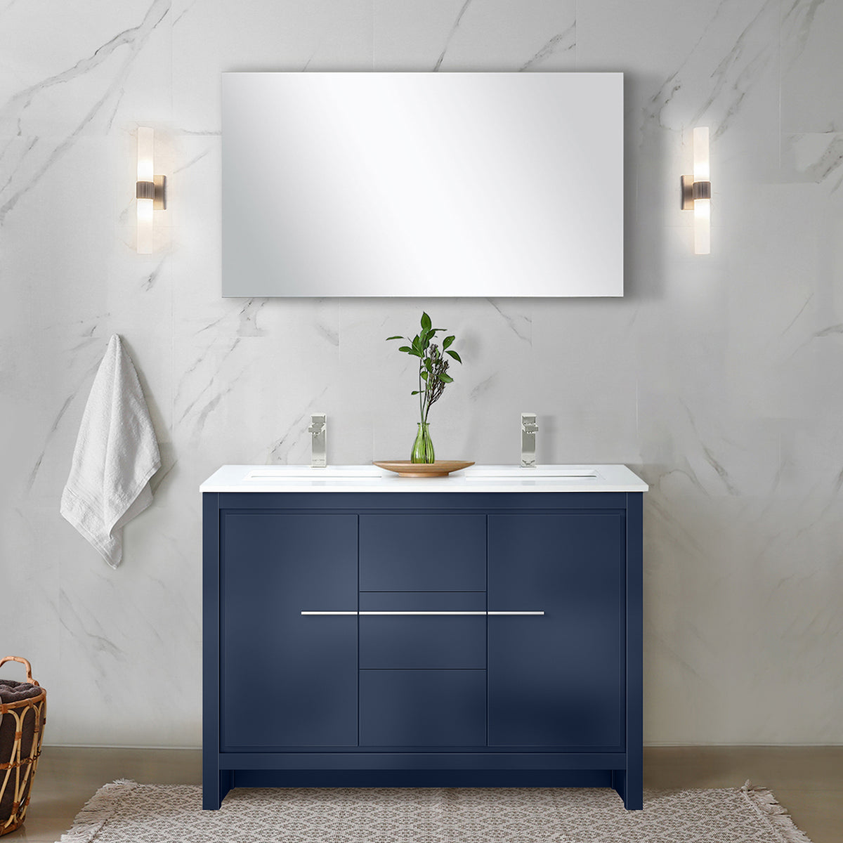 Lexora Lafarre 48 in. Navy Blue Double Sink Bath Vanity