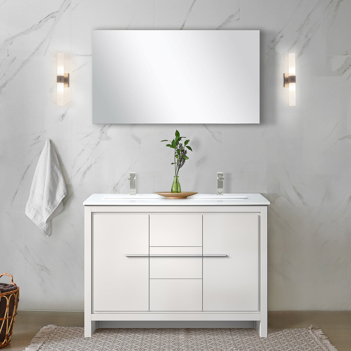 Lexora Lafarre 48 in. White Double Sink Bath Vanity
