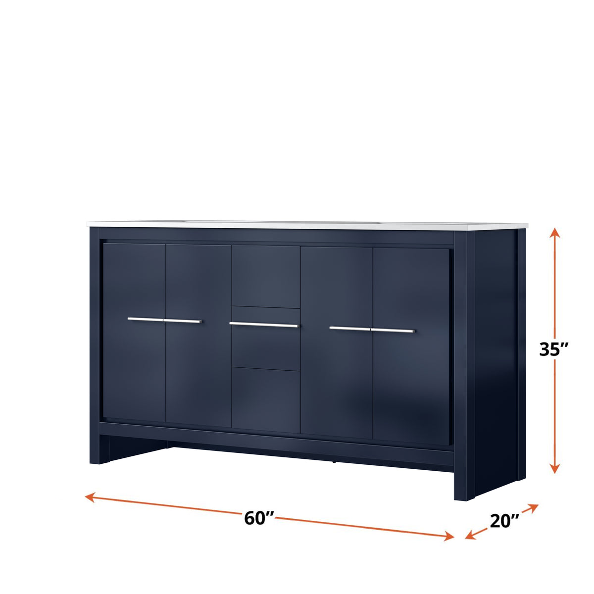 Lexora Lafarre 60 in. Navy Blue Double Sink Bath Vanity