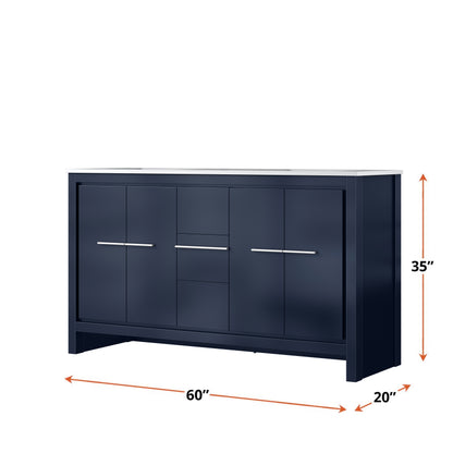 Lexora Lafarre 60 in. Navy Blue Double Sink Bath Vanity