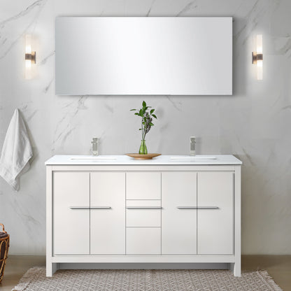Lexora Lafarre 60 in. White Double Sink Bath Vanity