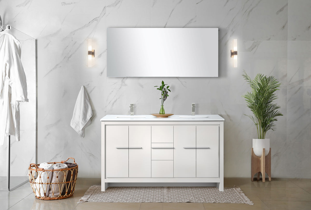 Lexora Lafarre 60 in. White Double Sink Bath Vanity
