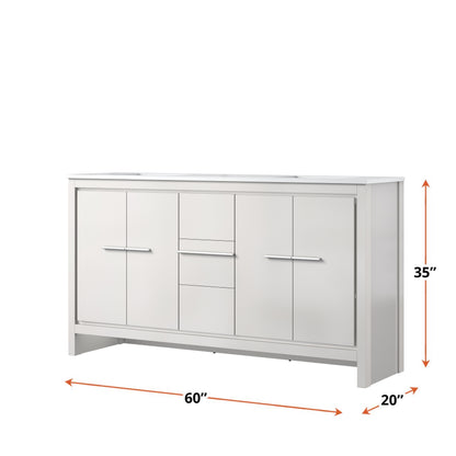 Lexora Lafarre 60 in. White Double Sink Bath Vanity