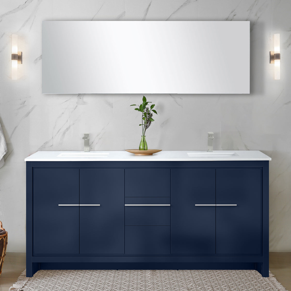 Lexora Lafarre 72 in. Navy Blue Double Sink Bath Vanity
