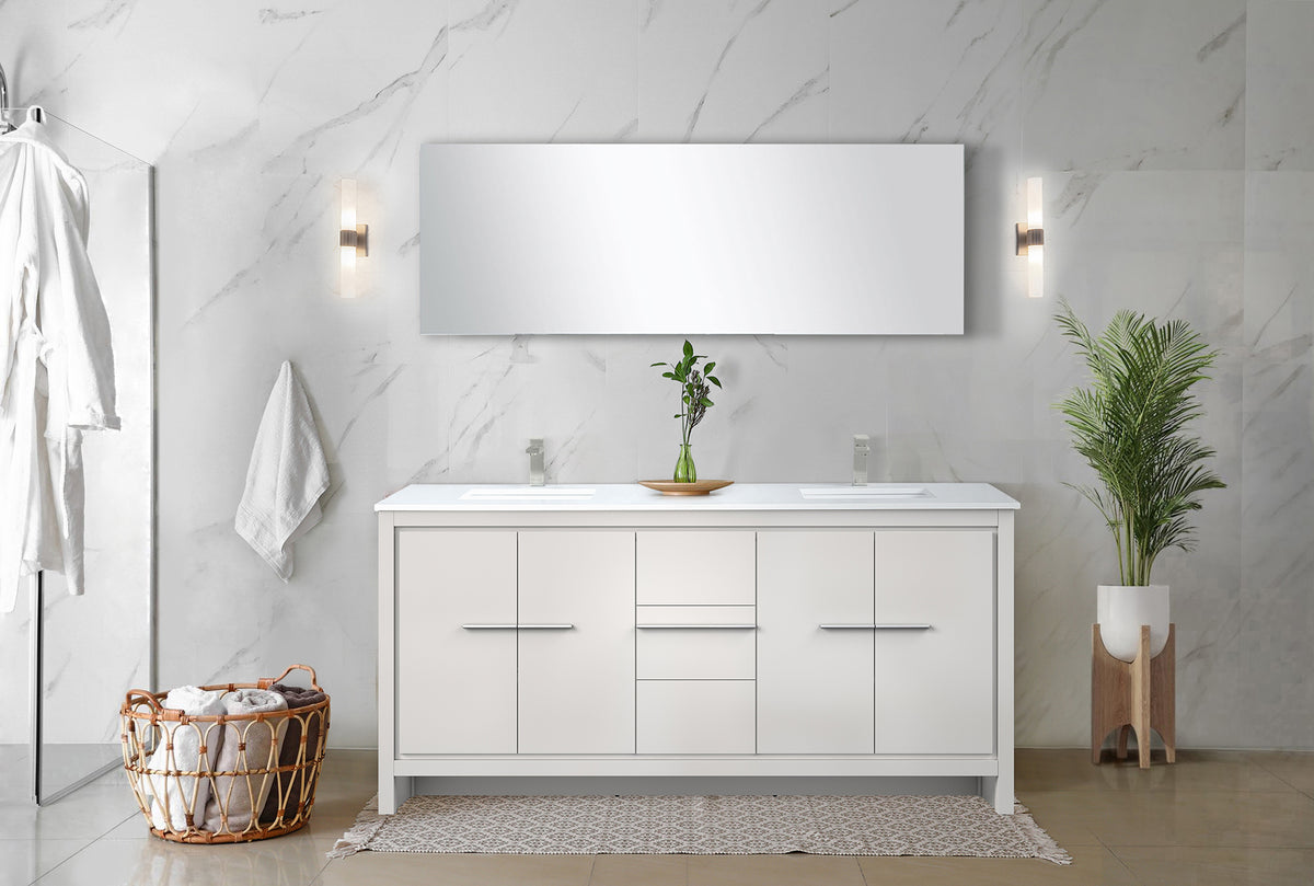 Lexora Lafarre 72 in. White Double Sink Bath Vanity