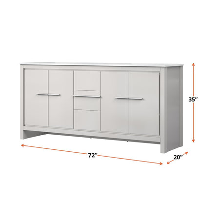 Lexora Lafarre 72 in. White Double Sink Bath Vanity