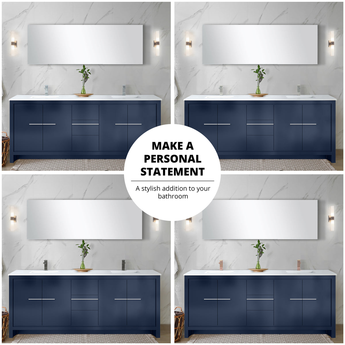 Lexora Lafarre 80 in. Navy Blue Double Sink Bath Vanity