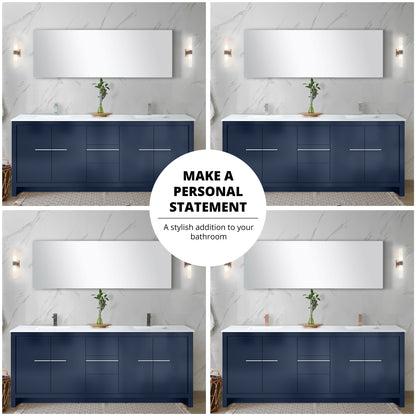 Lexora Lafarre 80 in. Navy Blue Double Sink Bath Vanity
