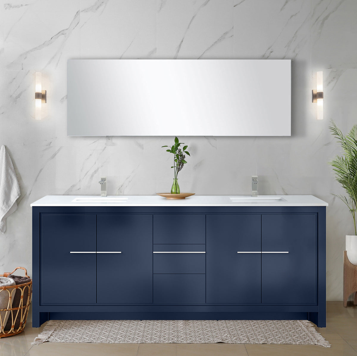 Lexora Lafarre 80 in. Navy Blue Double Sink Bath Vanity