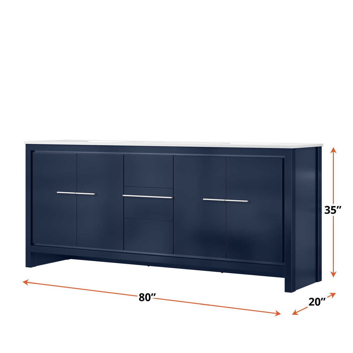 Lexora Lafarre 80 in. Navy Blue Double Sink Bath Vanity