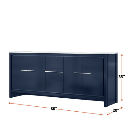 Lexora Lafarre 80 in. Navy Blue Double Sink Bath Vanity