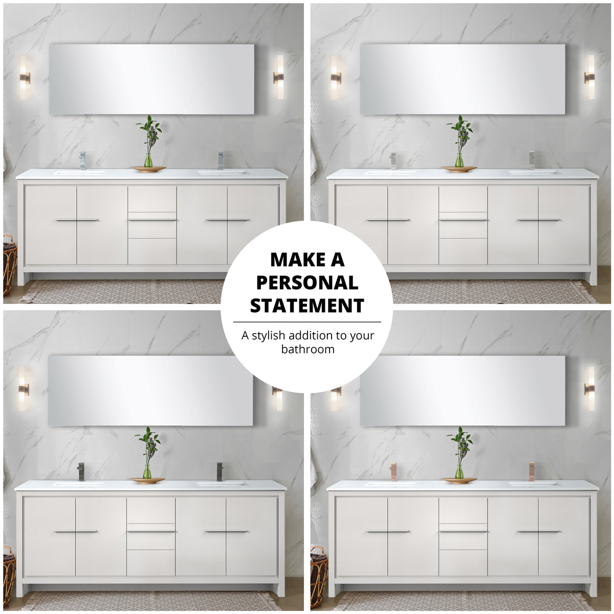 Lexora Lafarre 80 in. White Double Sink Bath Vanity