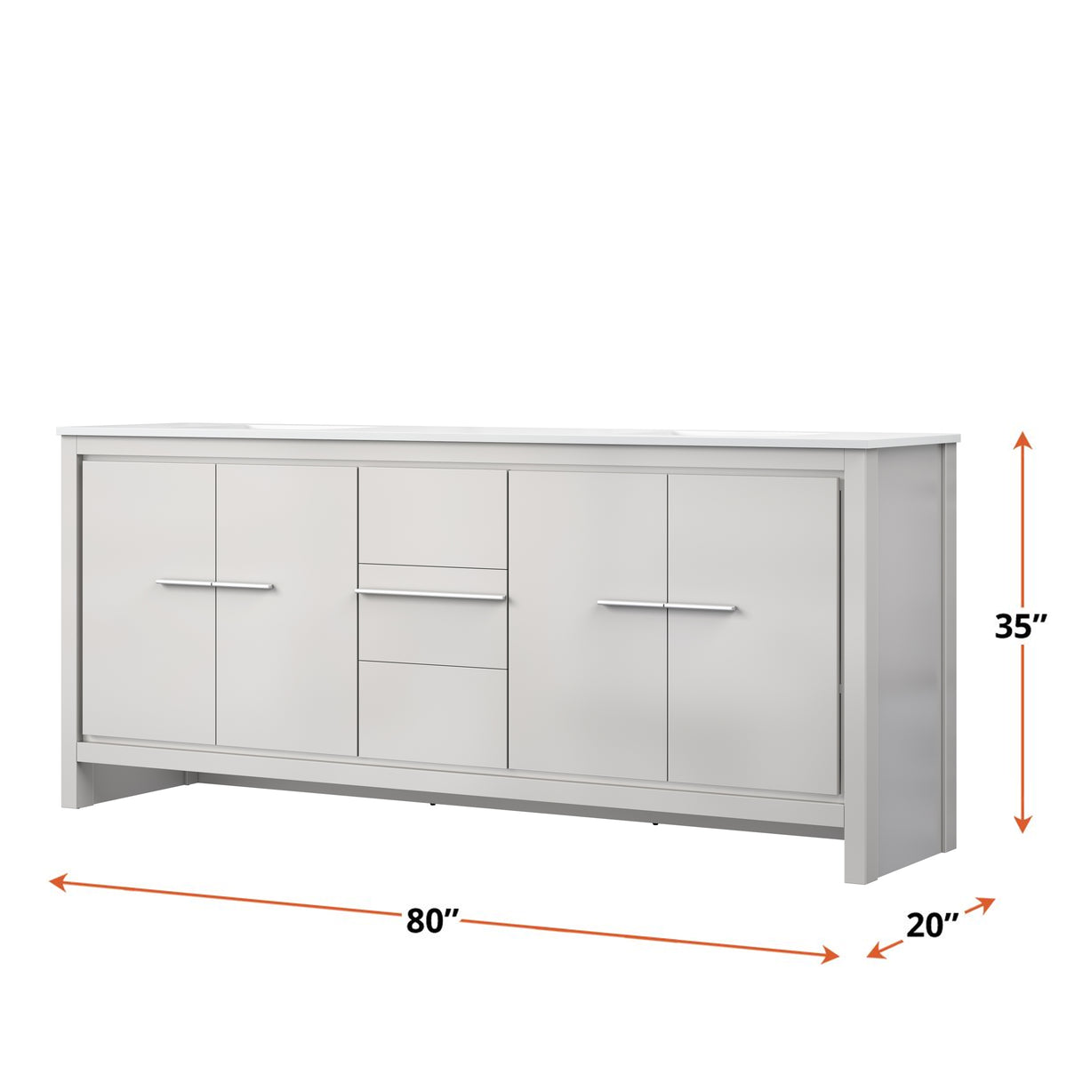 Lexora Lafarre 80 in. White Double Sink Bath Vanity